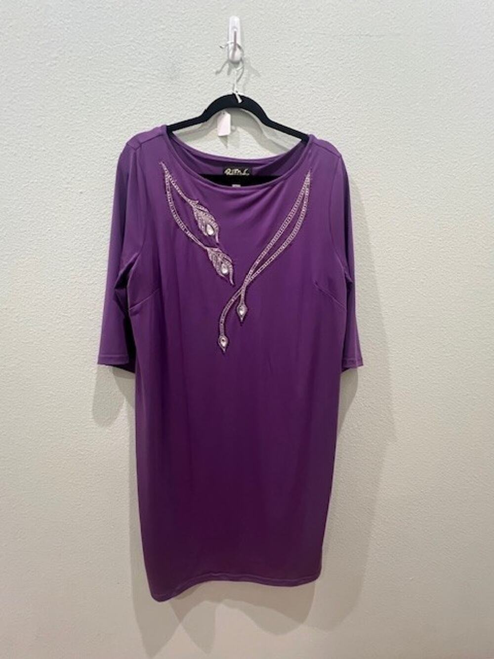 Bob Macke Wearable Art Woman Size L Embellished Purple Dress